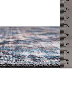 Unique Loom Mangata Mary Machine Made Border Rug Blue, Blue/Black/Beige/Ivory/Gray/Navy Blue/Peach/Turquoise 7' 10" x 7' 10"