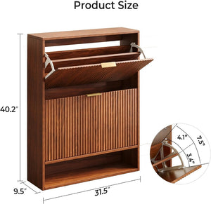 English Elm Modern Slim Entryway Shoe Cabinet with Adjustable Shelves Concealed Storage Organizer W1321P385271