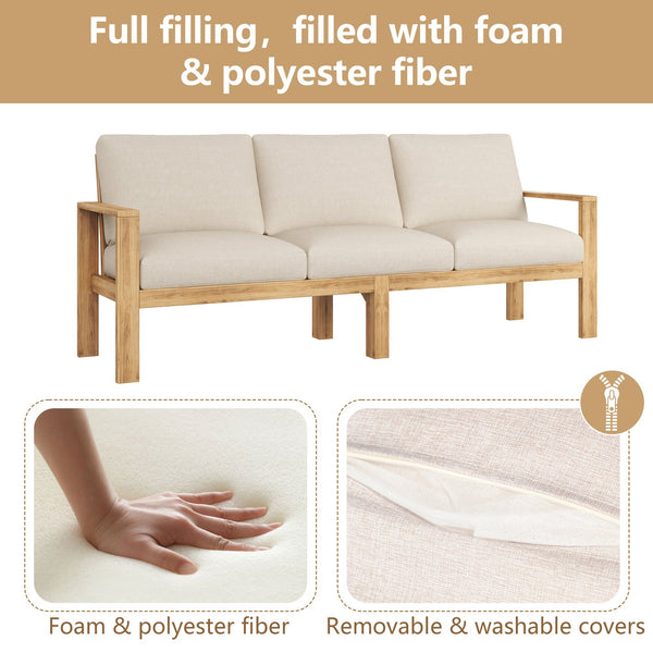 English Elm Christopher Knight Home® - Outdoor 5-piece Acacia Wood and Metal Patio Sofa Set with Water-Resistant Cushions, Industrial Style and Durable Iron Frame — Plush Comfort for Garden, Balcony, Patio Gatherings Light Gray,Teak N757S538061B-1