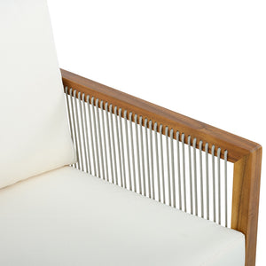 English Elm Outdoor Acacia Wood Club Chairs Set of 2 with Rope Back and Weather Resistant Cushions Beige,Teak N768P408130T_2