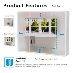 English Elm Led Aluminum Double Door Medicine Cabinet Anti Fog Mirror Bathroom Wall Mount W3083P370897
