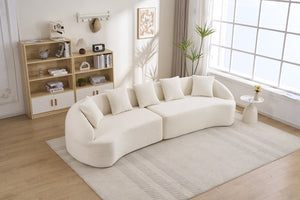 English Elm Compression Foam Curved Sectional Chenille Sleeper Sofa for Modern Living Rooms W2231S00052