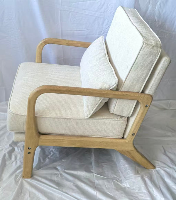English Elm Mid-Century Modern Accent Chair - Vintage Luxury Upholstered Chair For Living Room & Bedroom Relaxation W1893P395615