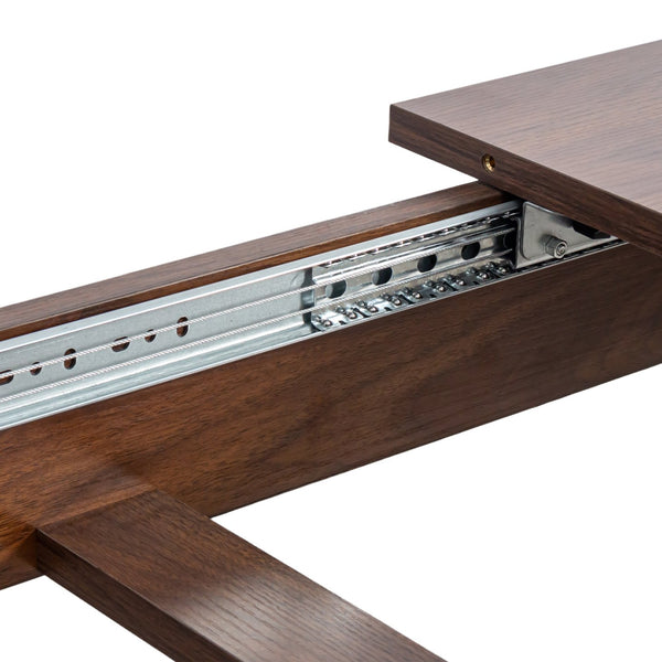 English Elm Dining Extendable Table 106.5" Long Family Dining Table for Small Spaces Melamine Woodgrain Top Walnut W331S00180