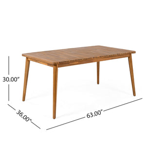English Elm Christopher Knight Home® - Acacia Modern Outdoor Dining Table 63"L Solid Acacia Wood Patio Farmhouse Centerpiece, 180lb Capacity N779P269291N