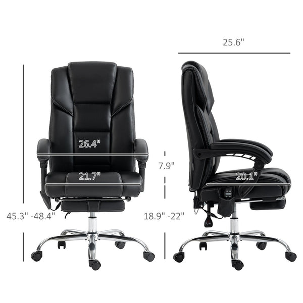 English Elm Office Massage Chair High Back Executive Recliner with Lumbar Heat and Footrest T3971P409859