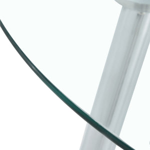 English Elm Table And Chair Set - Modern 38.6" Round Glass Dining Table With 4 Stylish Pu Chairs - Silver Legs W1151S03825-GIGA