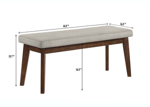 English Elm Mid-century1pc Plush Upholstered Bench with Warm Wood Finish — Mid-Century Dining Seat, 44.9" x16.5" x19.7" Brown 17.32 L x 45.83 W x 6.5 H B011P373214
