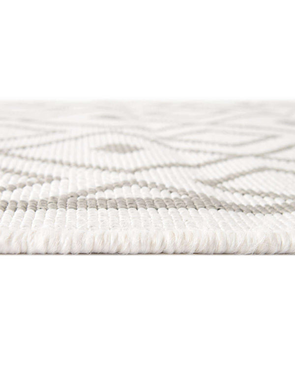 Unique Loom Outdoor Trellis Kafes Machine Made Geometric Rug Ivory, Gray 7' 1" x 7' 1"