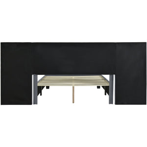 English Elm Queen Upholstered Platform Bed with Oversized Velvet Headboard, Built-In Shelves, Modern Comfort and Support for Relaxation Gray SF000138AAE