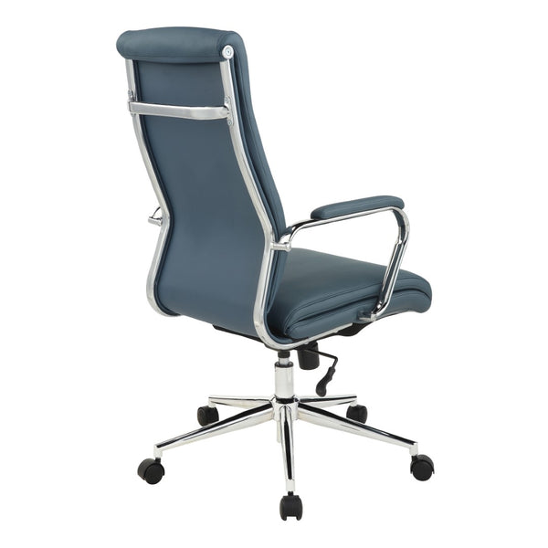 OSP Home Furnishings High Back Ergonomic Manager Chair with Antimicrobial Fabric Chrome Arms and Lumbar Support High Blue 920350C-R105