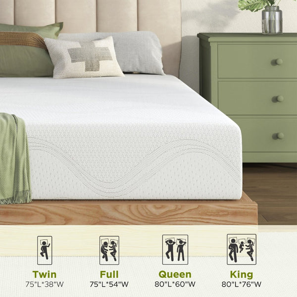 English Elm Twin Green Tea Gel Memory Foam Mattress Certipur Certified Cooling Sleep W2889P433215