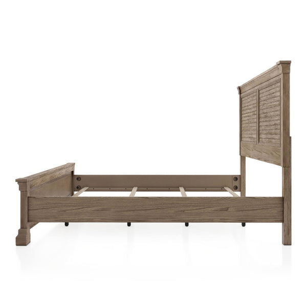 English Elm Transitional Eastern King Bed Shutter Panel Headboard Weathered Gray Elm Wood Frame B2741S00929