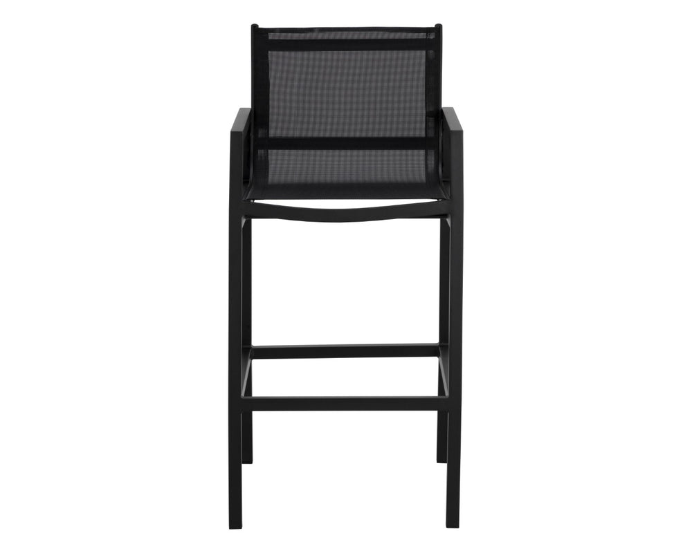 Sunpan MERANO Barstool - Modern Black Aluminum, Breathable Mesh Seat, Perfect for Home Bars & Cafes 110969