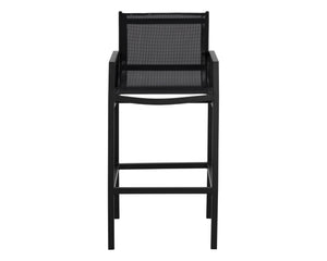 Sunpan MERANO Barstool - Modern Black Aluminum, Breathable Mesh Seat, Perfect for Home Bars & Cafes 110969