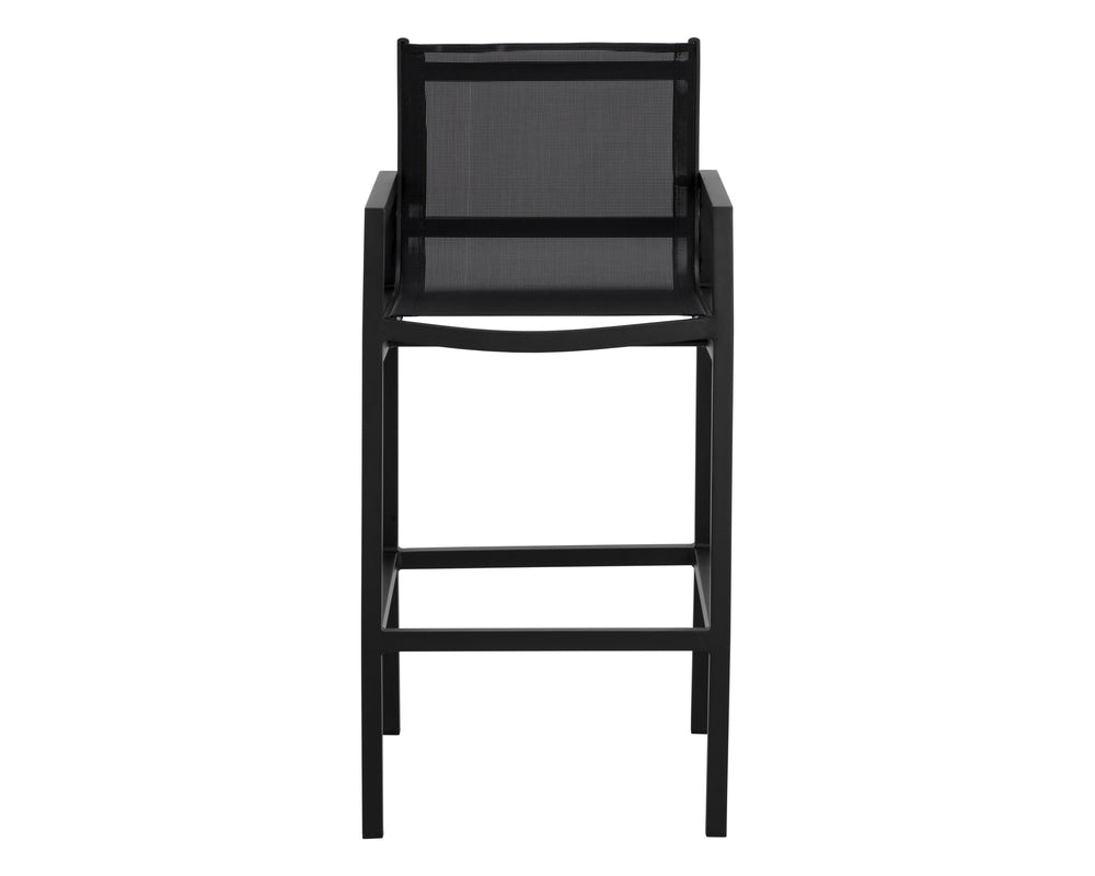 Sunpan Merano Barstool - Modern Aluminum Frame with Breathable Mesh Back for Stylish Comfort and Durability Black