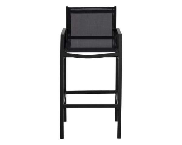 Sunpan Merano Barstool - Modern Aluminum Frame with Breathable Mesh Back for Stylish Comfort and Durability Black