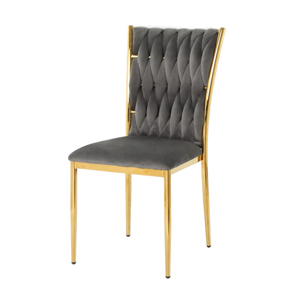 English Elm Modern Velvet Upholstered Dining Chairs Set of 2 with Electroplated Legs for Kitchen Dark Gray W210P301593