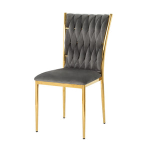 English Elm Modern Velvet Upholstered Dining Chairs Set of 2 with Electroplated Legs for Kitchen Dark Gray W210P301580