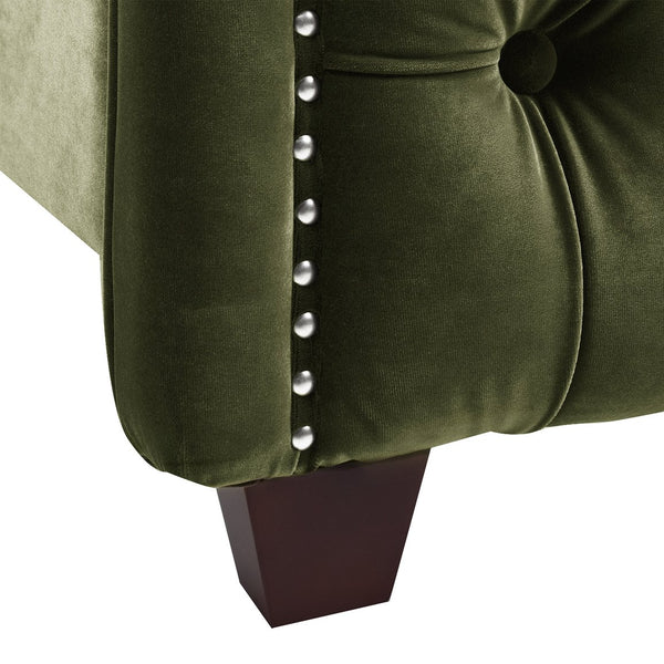 English Elm Jennifer Taylor Home - Marcella Upholstered Shelter Headboard Bed Set - Queen Size In Olive Green Velvet For Luxe Comfort B2719P238221