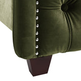 Marcella Upholstered Shelter Headboard Bed Set, Queen, Olive Green Performance Velvet