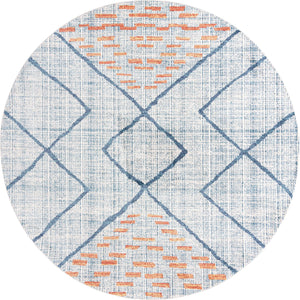 Unique Loom Aramis Kavi Machine Made Tribal Rug Blue, Ivory/Terracotta/Light Blue 10' 0" x 10' 0"