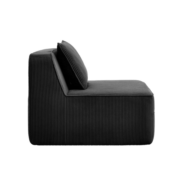 English Elm Martha Armless Corduroy Sofa Deep Seat Lounge Design with Cloud Comfort Pillows Black W3041P353169