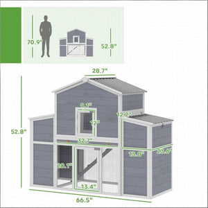 English Elm Wooden Pine Backyard Chicken Coop with Enclosed Run Nesting Boxes and Galvanized Tray T3971P481641