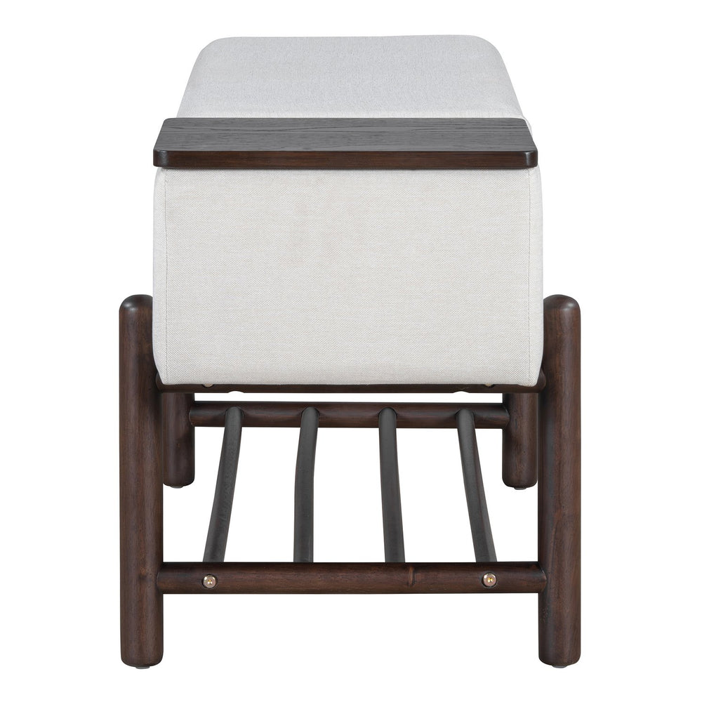 English Elm TREXM Farmhouse Upholstered Storage Bench with Lift-Top Hidden Compartment and Shoe Rack, Durable Comfort Espresso N715P308014P