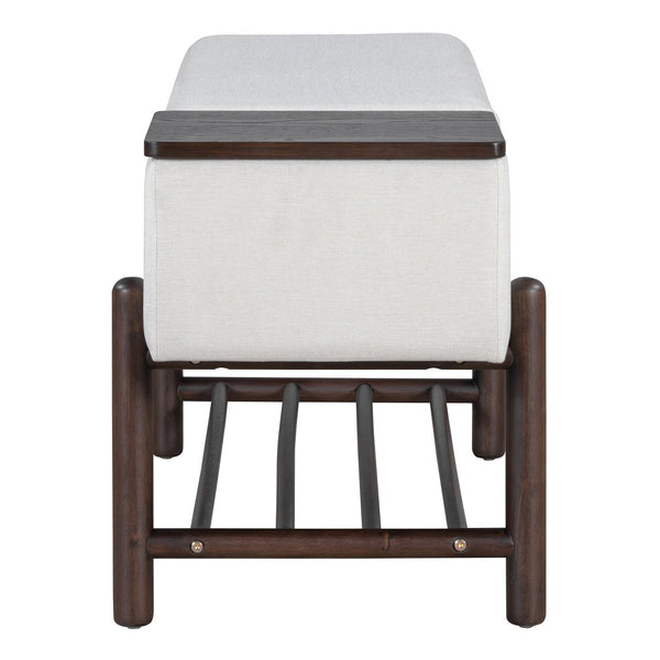 English Elm TREXM Farmhouse Upholstered Storage Bench with Lift-Top Hidden Compartment and Shoe Rack, Durable Comfort Espresso N715P308014P