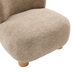 English Elm Boucle Rounded Accent Chair with Rubberwood Legs for Modern Minimalist Living Rooms Light Brown,Natural Wood N776P423410B