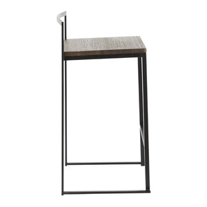 English Elm Stackable Counter Stools Bamboo Seat Matte Black Steel Frame Kitchen Island Set of 2 B202P471210