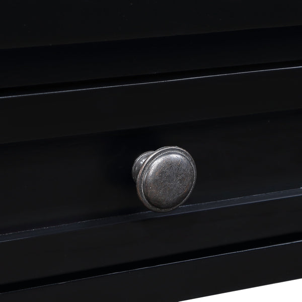 English Elm 36'' Farmhouse Pine Console Table with 4 Drawers & Open Shelf, Solid Wood MDF, Retro-Modern Entryway Accent W1202P251878