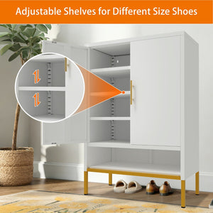 English Elm 40'' Slim Steel Shoe Cabinet 7 Tier Adjustable Shelving Narrow Entryway Organizer W3387P306353