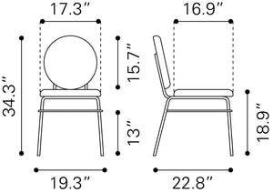 Odessa Dining Chair - Set of 2 Green & Gold 109804 Zuo Modern