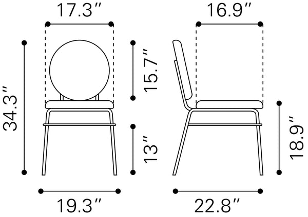 Odessa Dining Chair - Set of 2 Green & Gold 109804 Zuo Modern