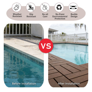 English Elm 11-pack Interlocking Wood Composite Deck Tiles Waterproof Snap Fit Patio Flooring W1578P352576