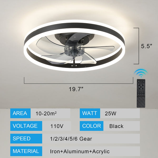 English Elm Ceiling Fan With Dimmable Led Lights - Sleek Black Design, Remote Control, Energy Efficient & Quiet W2312P374755