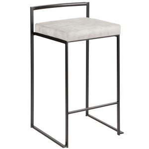English Elm Fuji Contemporary Stackable Counter Stools - Set Of 2 With Grey Cowboy Fabric Cushions For Modern Homes B202P221920