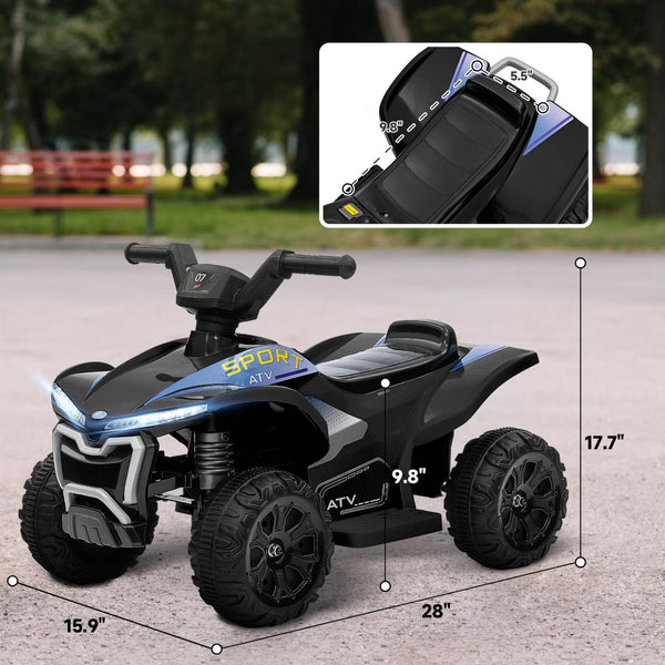 English Elm Qaba 6v Battery Powered Kids Atv Ride on Four Wheeler with Music Ages 2 to 6 Black W2225P249799