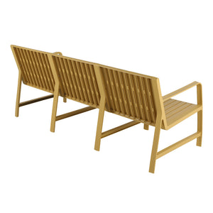 English Elm 5-Piece Outdoor/Indoor Furniture Set with Weatherproof PP, 3-Seater Sofa, 2 Chairs, Easy Assembly, Space-Saving Nesting Tables Yellow W3450S00002