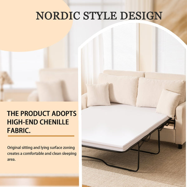 English Elm Sleeper Sofa Bed – Modern Linen Pull-Out Couch, 2-3 Seater With Memory Foam, Perfect For Small Spaces! W3696S00003-GIGA