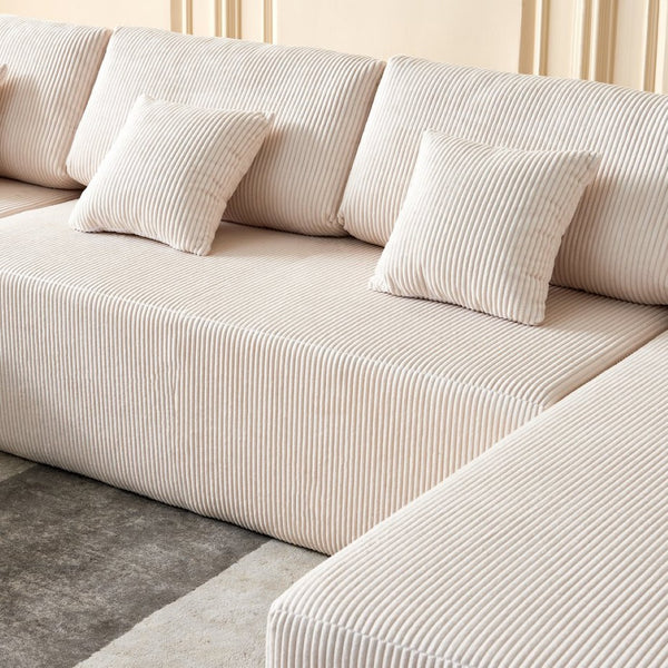 English Elm Reversible Corduroy U-Shaped Sectional Sofa - Plush Comfort For Modern Living Rooms! W1765S00118-GIGA