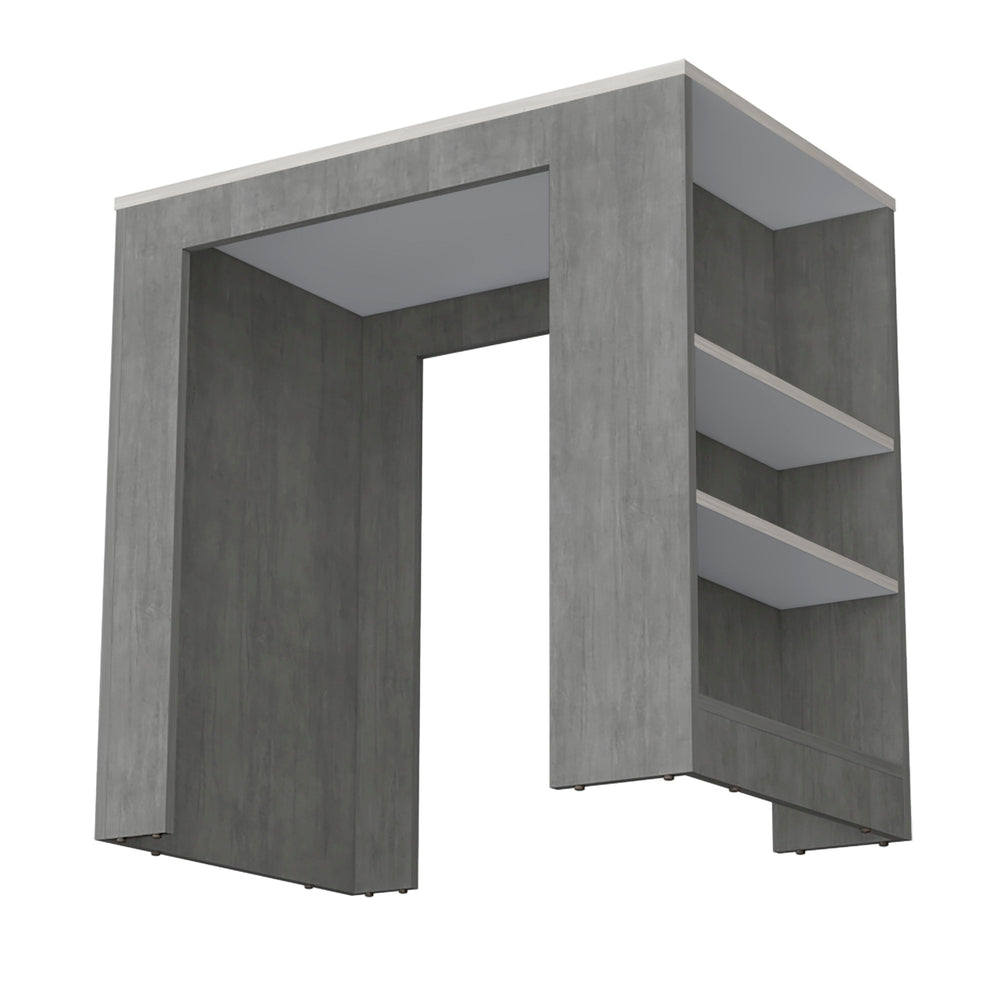 English Elm Concrete Gray Counter Height Kitchen Island with Ibiza Marble Top, 3 Shelves for Prep & Storage (36.2"W x 23.2"D x 35.9"H) B062P175174