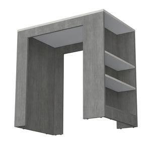 English Elm Concrete Gray Counter Height Kitchen Island with Ibiza Marble Top, 3 Shelves for Prep & Storage (36.2"W x 23.2"D x 35.9"H) B062P175174