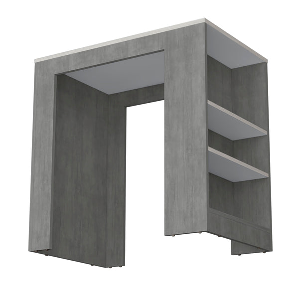 English Elm Concrete Gray Counter Height Kitchen Island with Ibiza Marble Top, 3 Shelves for Prep & Storage (36.2"W x 23.2"D x 35.9"H) B062P175174