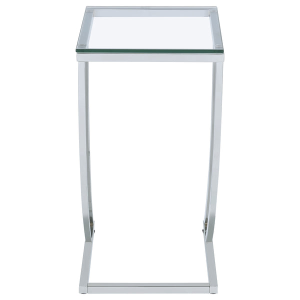 English Elm Draper Chrome Rectangular Glass Top Sofa Side Table with Curved Metal Frame, Polished Reflective Finish B062P331043