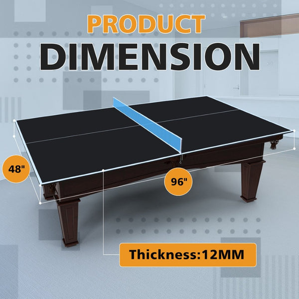English Elm 8ft Foldable Mdf Ping Pong Conversion Top for Solo Practice and Indoor Play Black W1408P262536