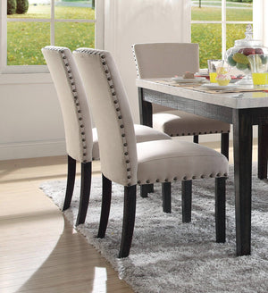 English Elm Parson Linen Parson Chairs Set of 2 — Padded Armless Dining Seats with Nailhead Trim & Wood Legs, Contemporary Comfort B2741P345258