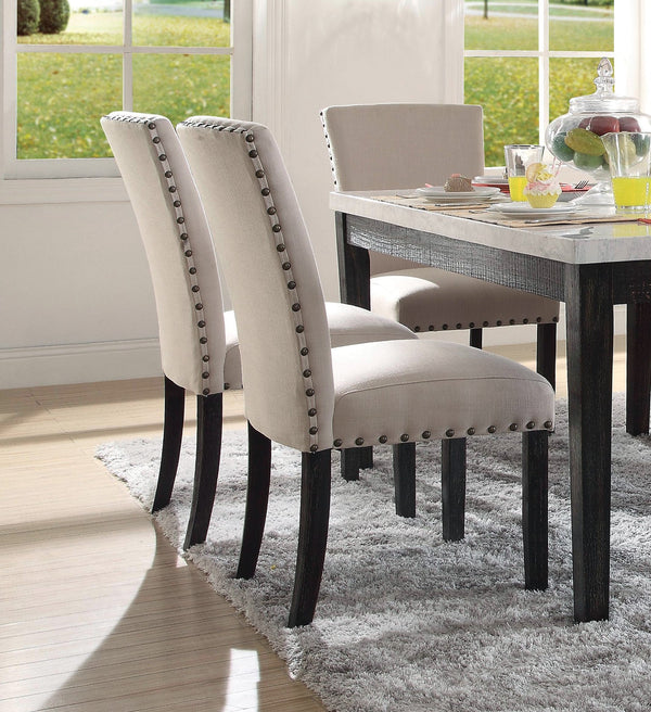 English Elm Parson Linen Parson Chairs Set of 2 — Padded Armless Dining Seats with Nailhead Trim & Wood Legs, Contemporary Comfort B2741P345258